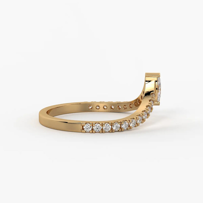 Marquise Chevron Studded Ring