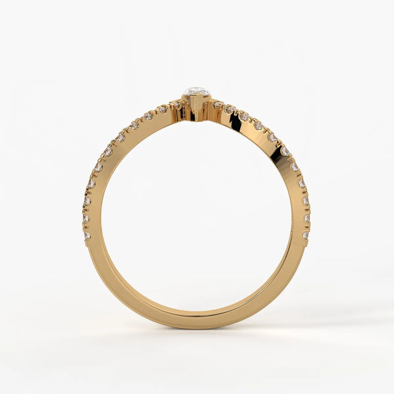 Marquise Chevron Studded Ring