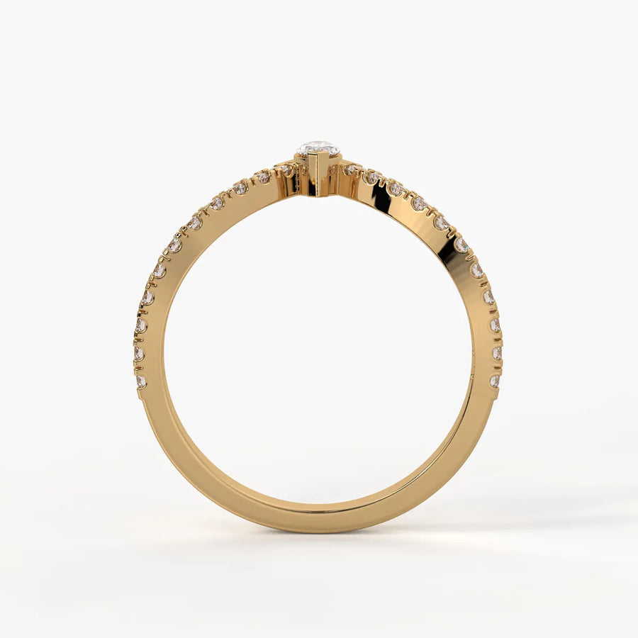 Marquise Chevron Studded Ring