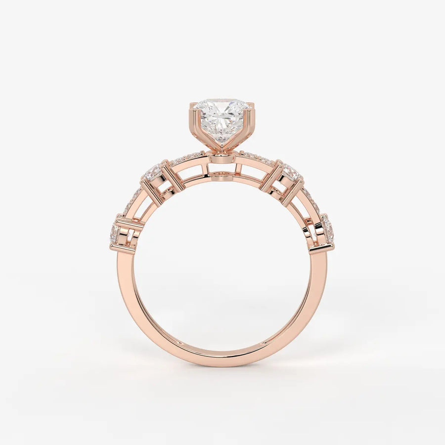Cushion Three Stone Bridal Ring