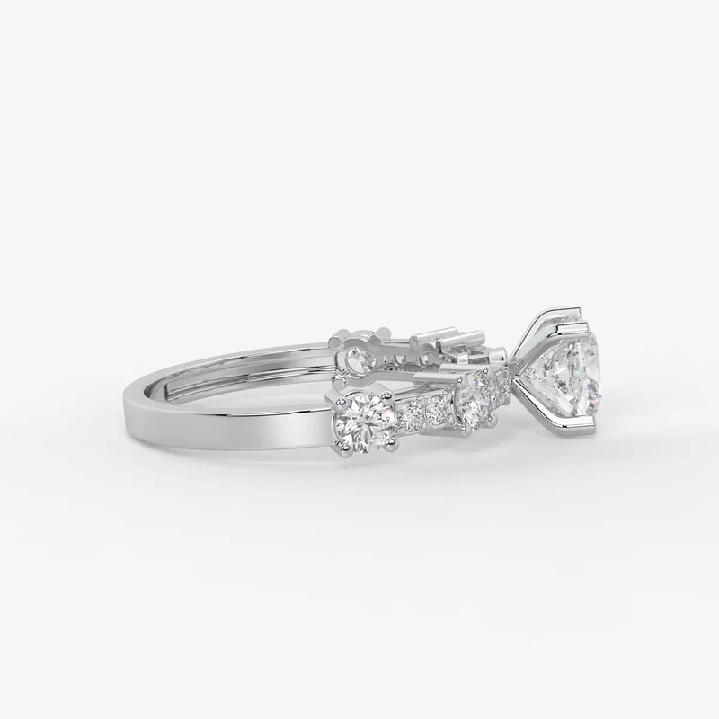 Cushion Three Stone Bridal Ring