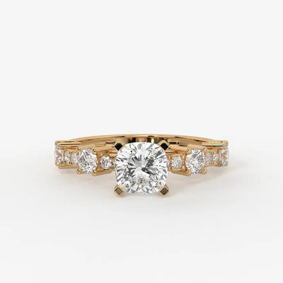 Cushion Three Stone Bridal Ring