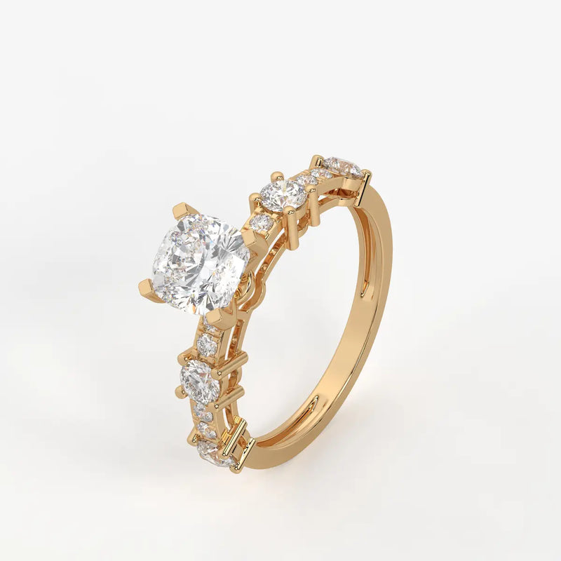 Cushion Three Stone Bridal Ring