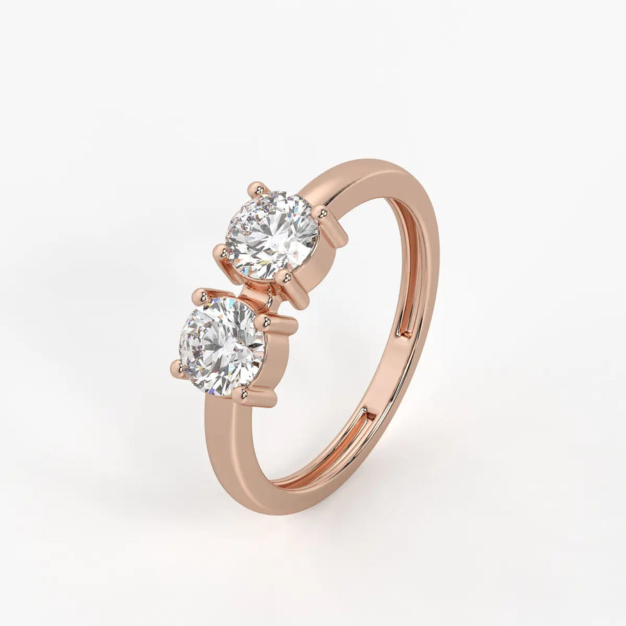 Round Twin Solitaire Ring