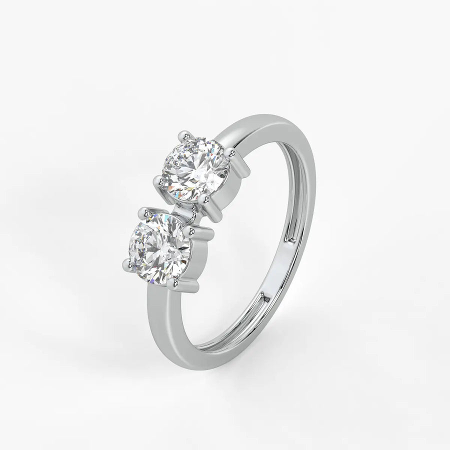 Round Twin Solitaire Ring