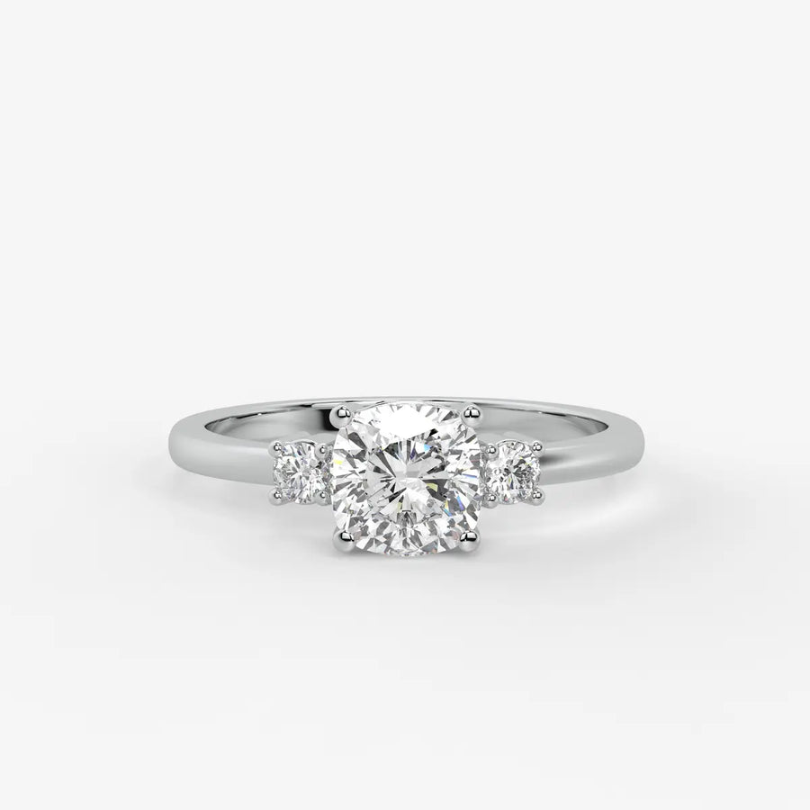 Cushira Round Halo-Style Accent Diamond Ring