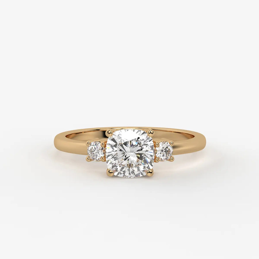 Cushira Round Halo-Style Accent Diamond Ring