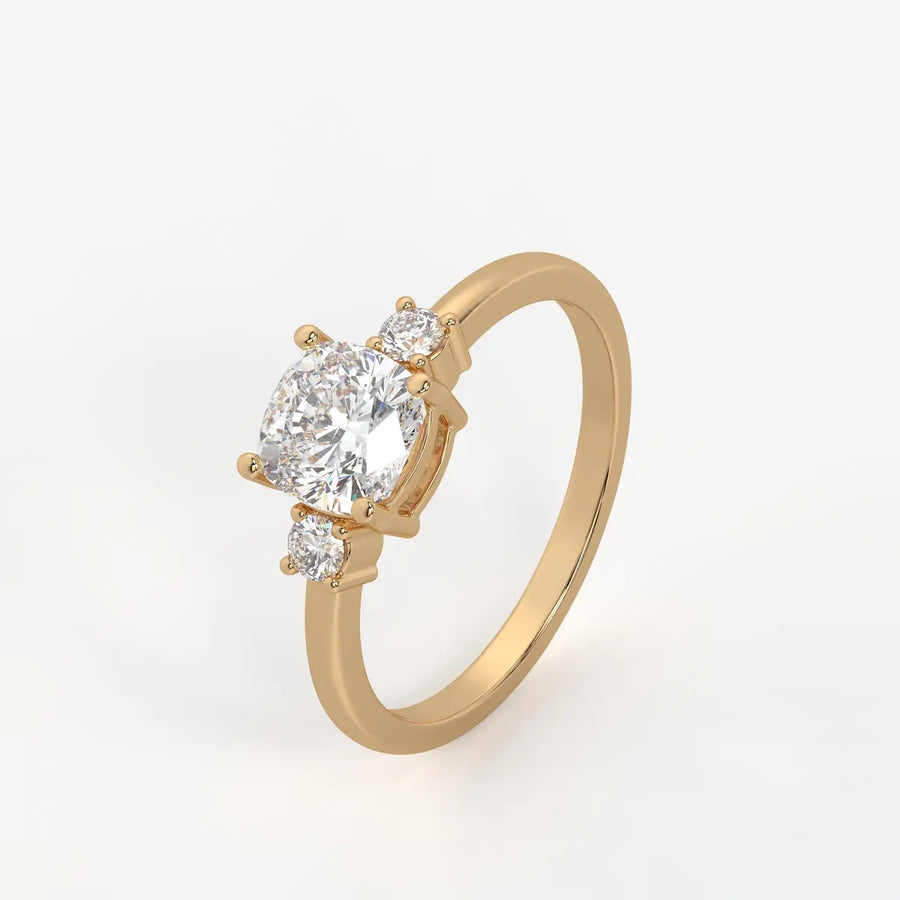 Cushira Round Halo-Style Accent Diamond Ring
