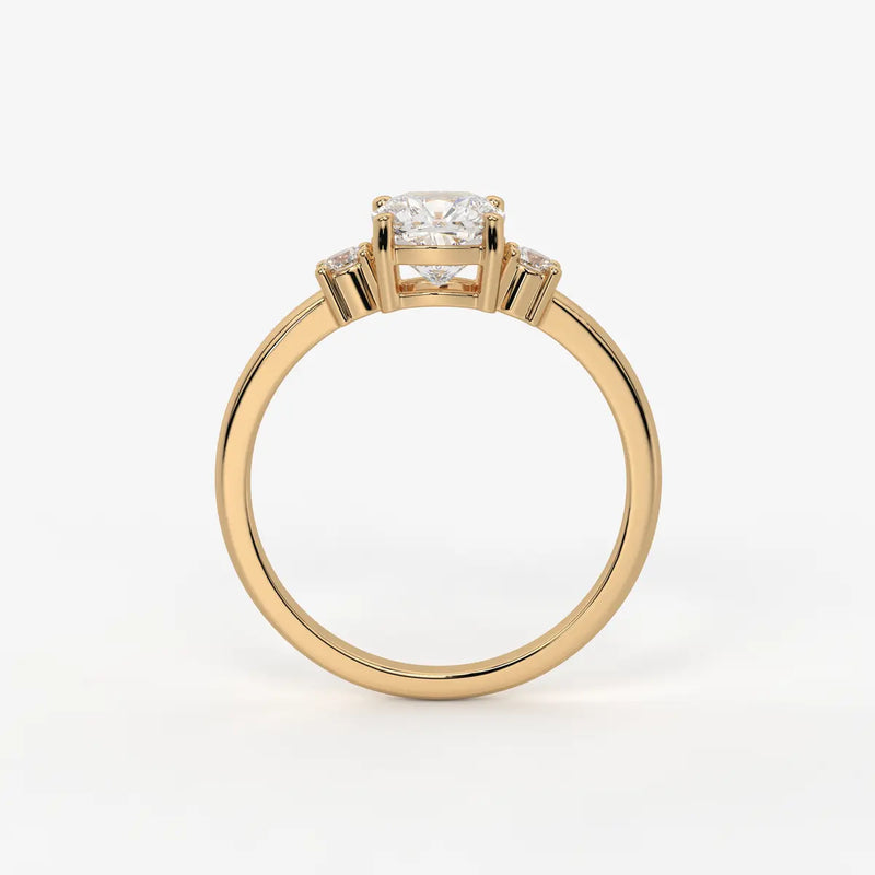 Cushira Round Halo-Style Accent Diamond Ring