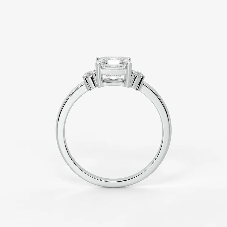 Avenza Asscher Accent Diamond Ring
