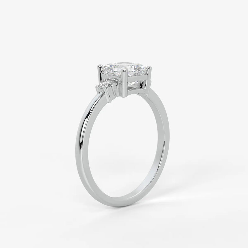 Avenza Asscher Accent Diamond Ring