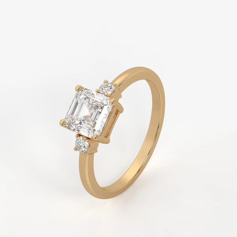 Avenza Asscher Accent Diamond Ring