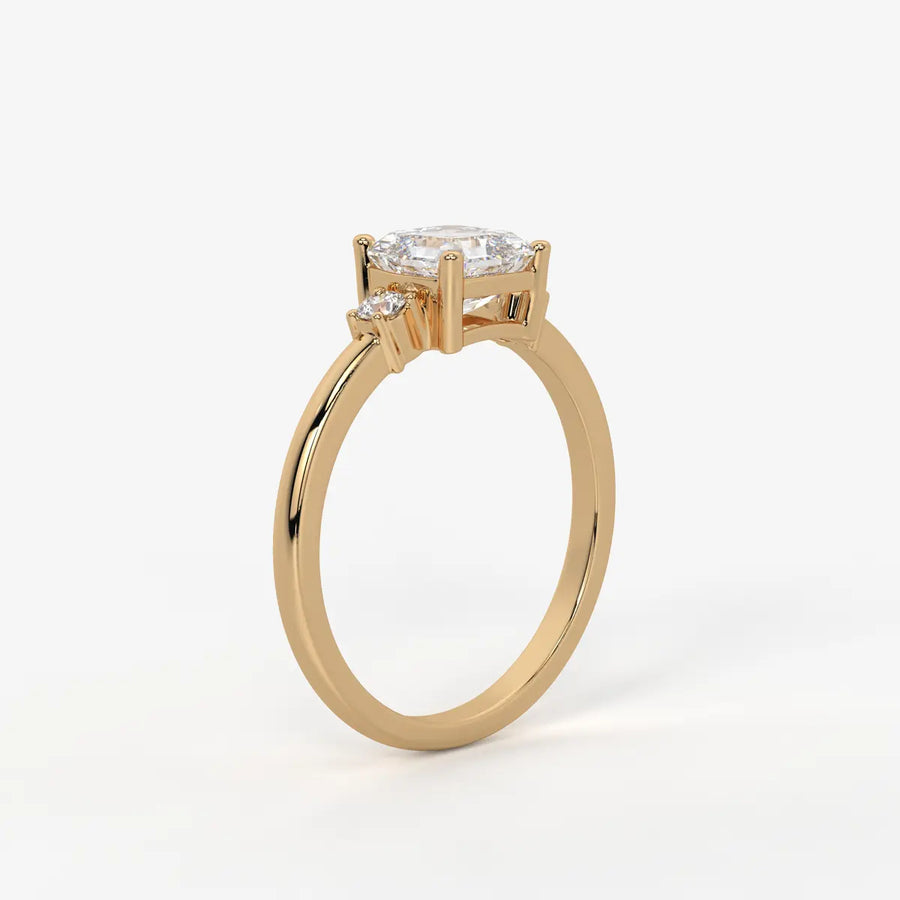 Avenza Asscher Accent Diamond Ring