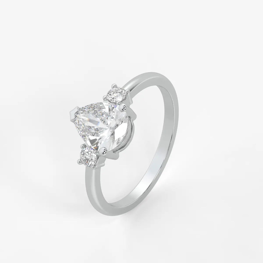 Pearlisse Pear Accent Diamond Ring