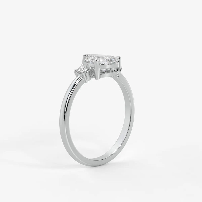 Pearlisse Pear Accent Diamond Ring