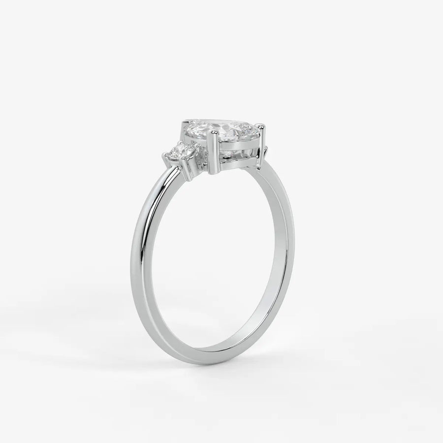 Pearlisse Pear Accent Diamond Ring