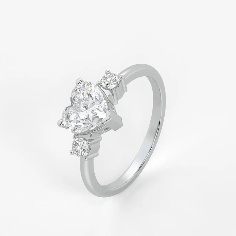 Elaria Heart Solitaire Accent Diamond Ring