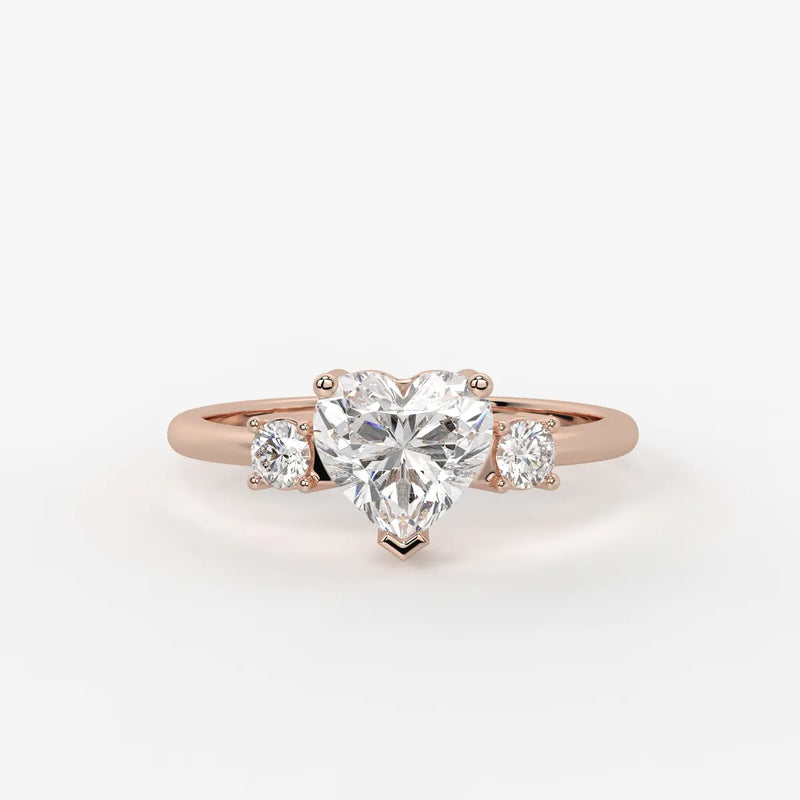 Elaria Heart Solitaire Accent Diamond Ring