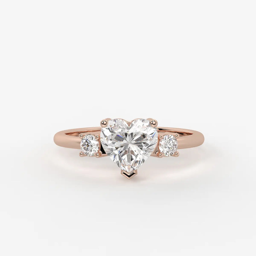 Elaria Heart Solitaire Accent Diamond Ring
