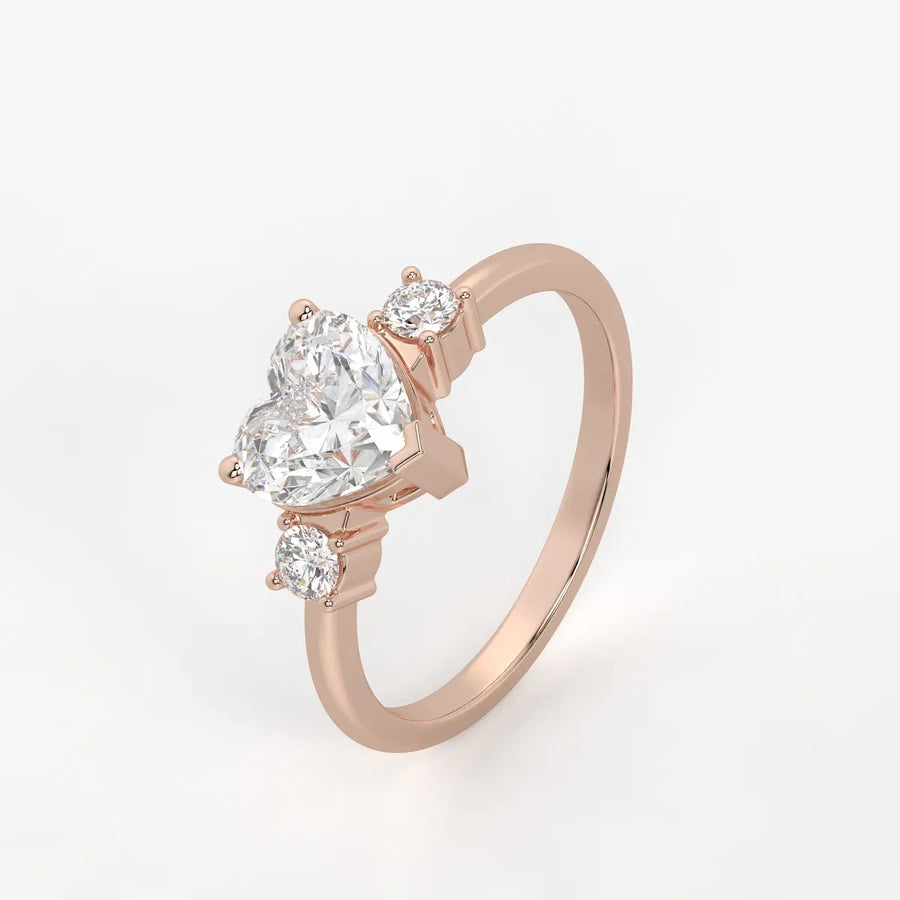 Elaria Heart Solitaire Accent Diamond Ring