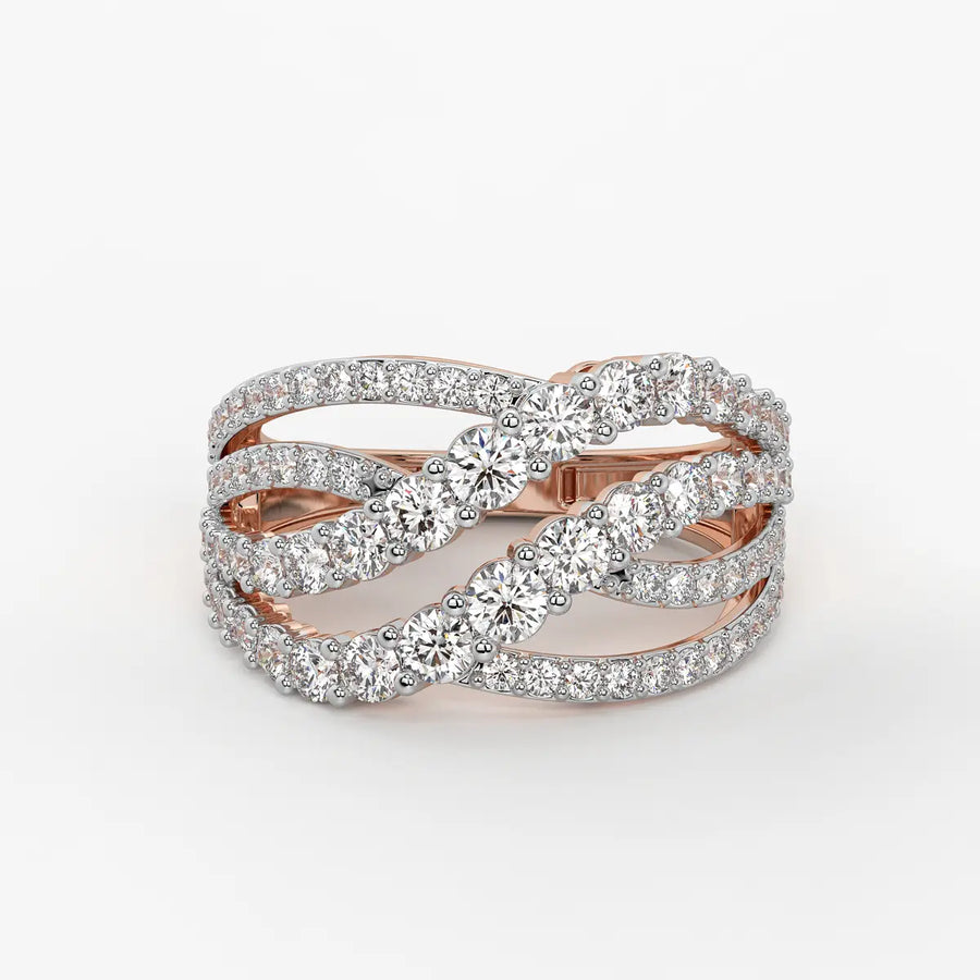Triple Row Curve Statement Ladies Ring