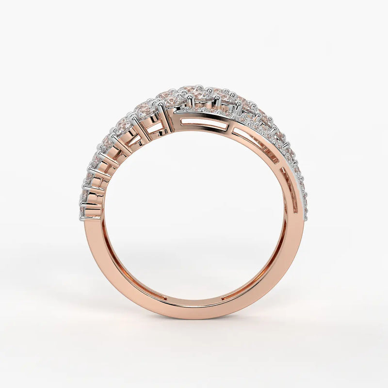 Triple Row Curve Statement Ladies Ring