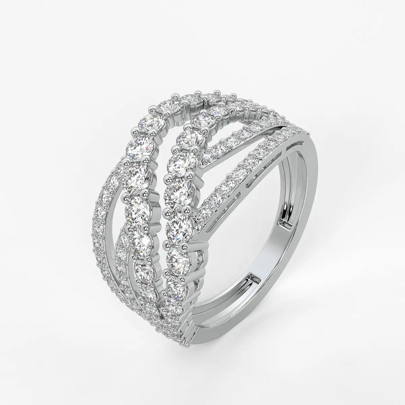 Triple Row Curve Statement Ladies Ring