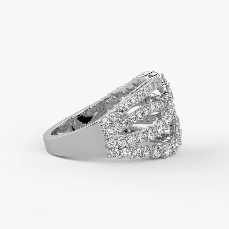 Triple Row Curve Statement Ladies Ring