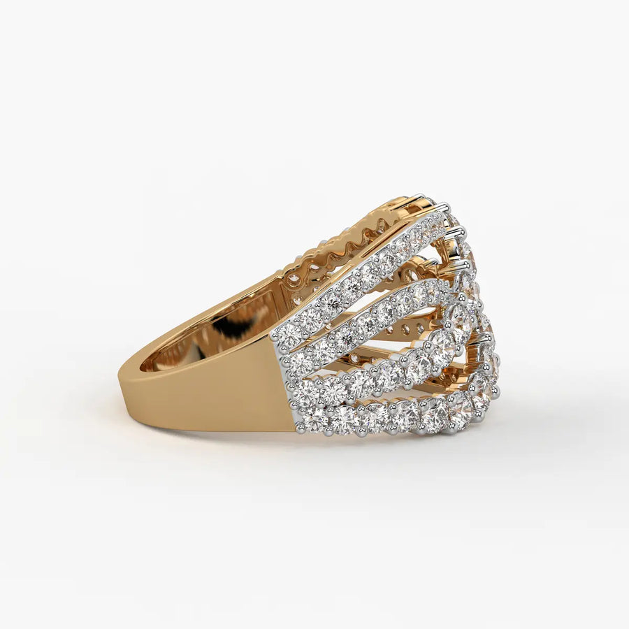 Triple Row Curve Statement Ladies Ring