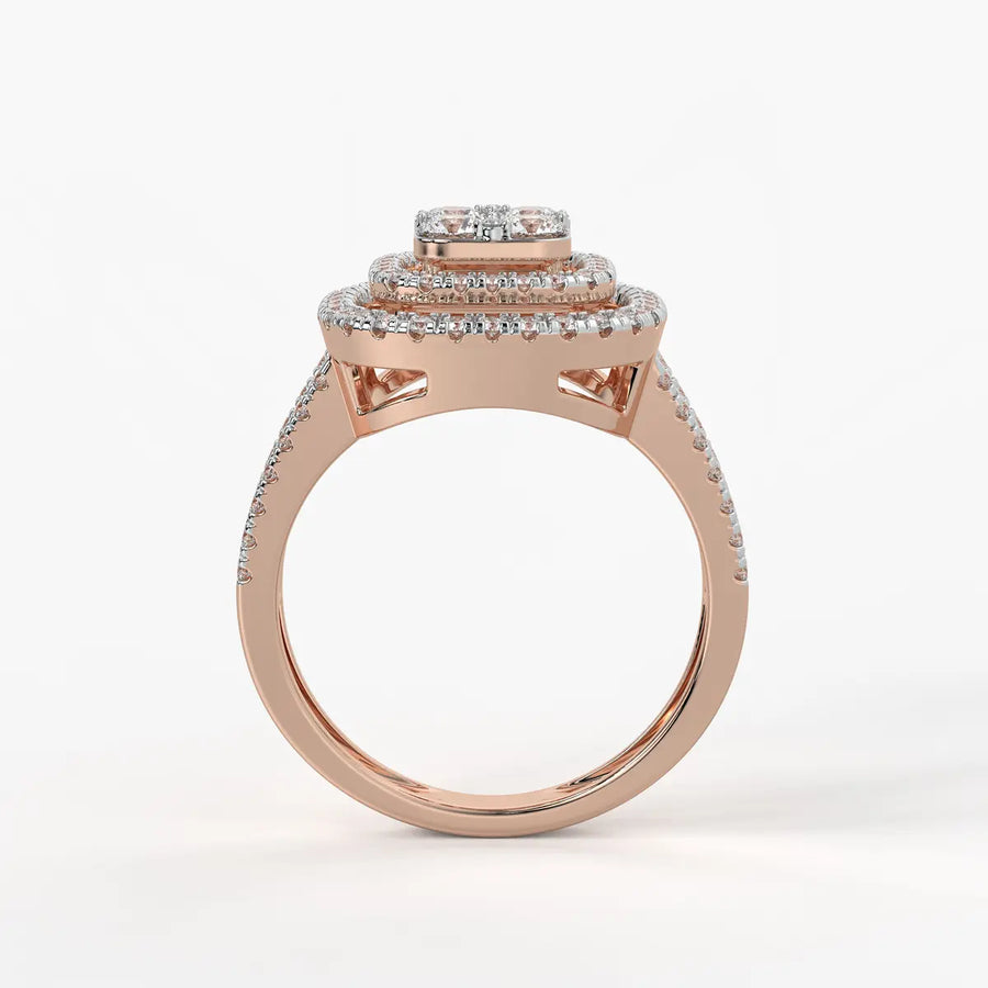 Cushion Halo Split Band Ladies Ring