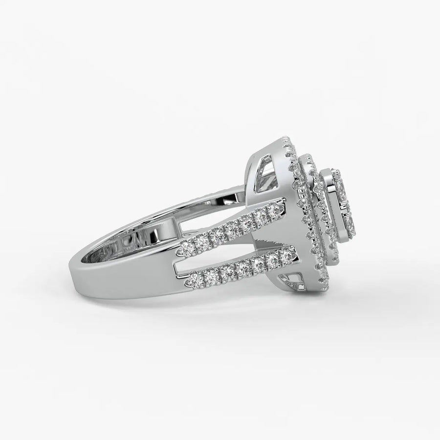 Cushion Halo Split Band Ladies Ring
