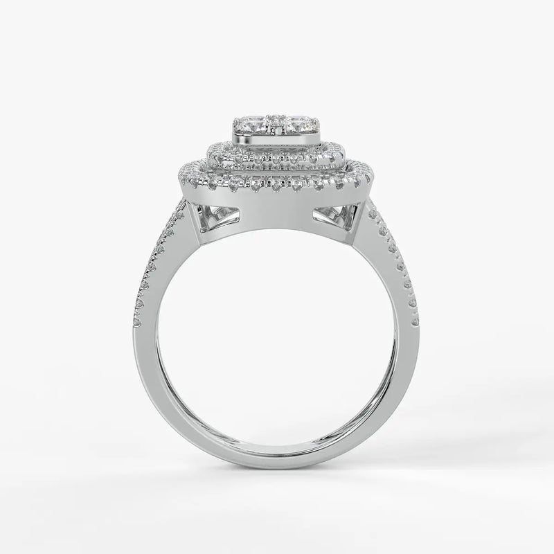 Cushion Halo Split Band Ladies Ring