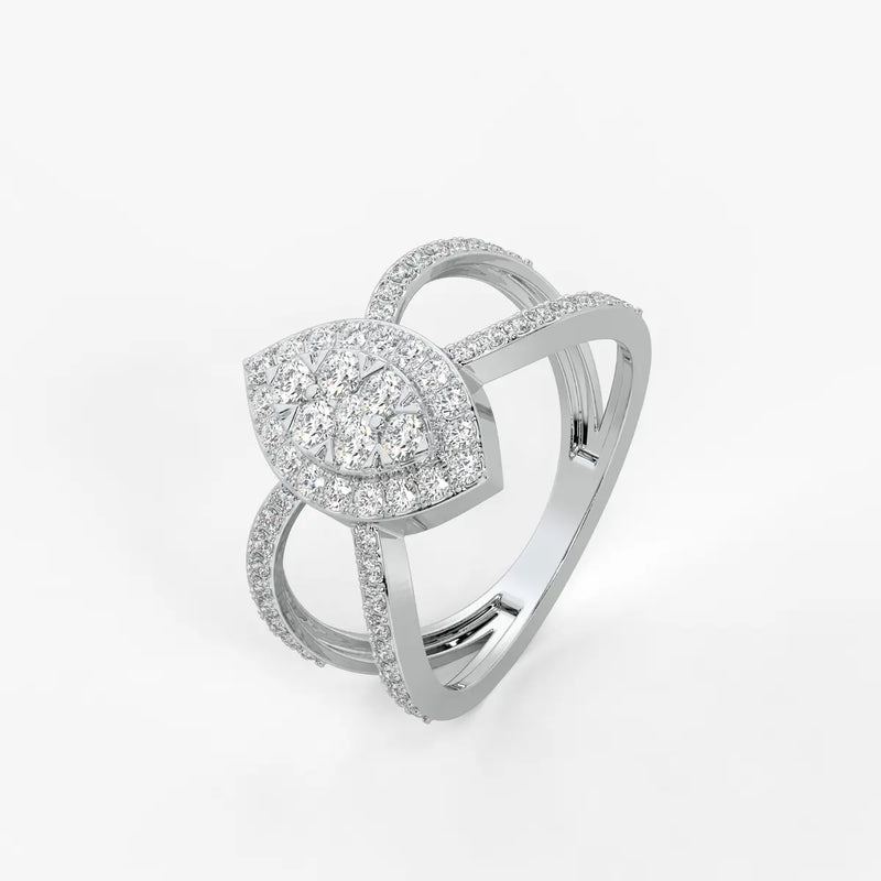 Aura Marquise Cluster Split Shank Diamond Ring
