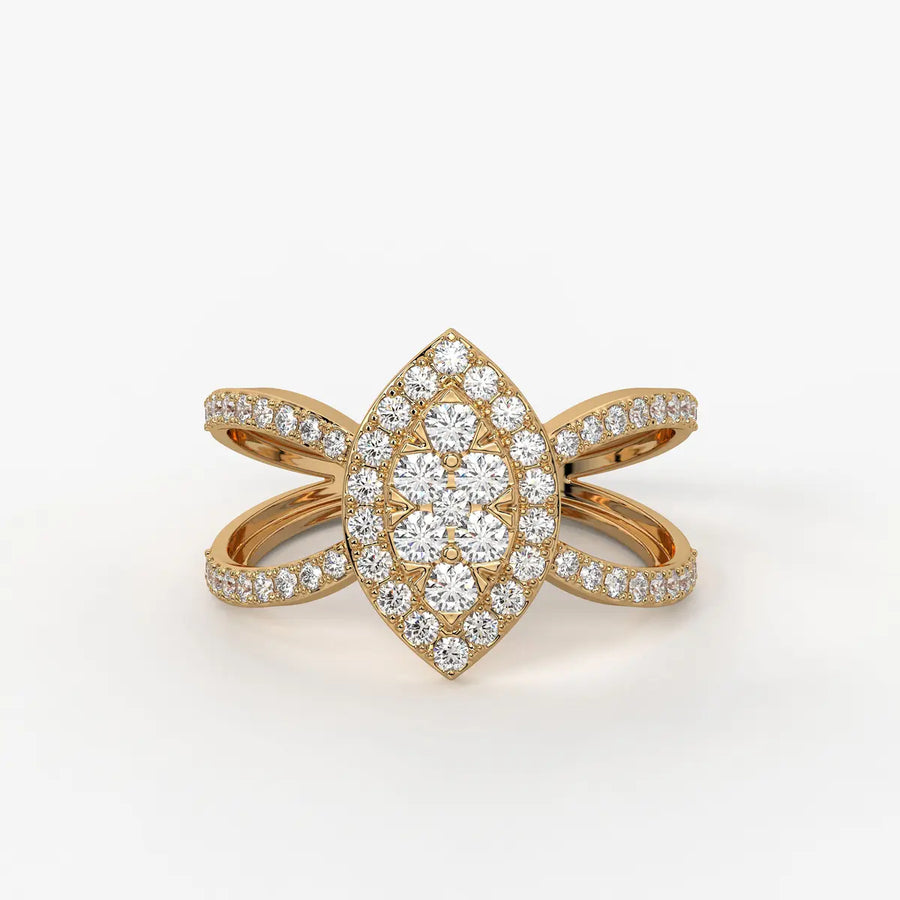 Aura Marquise Cluster Split Shank Diamond Ring