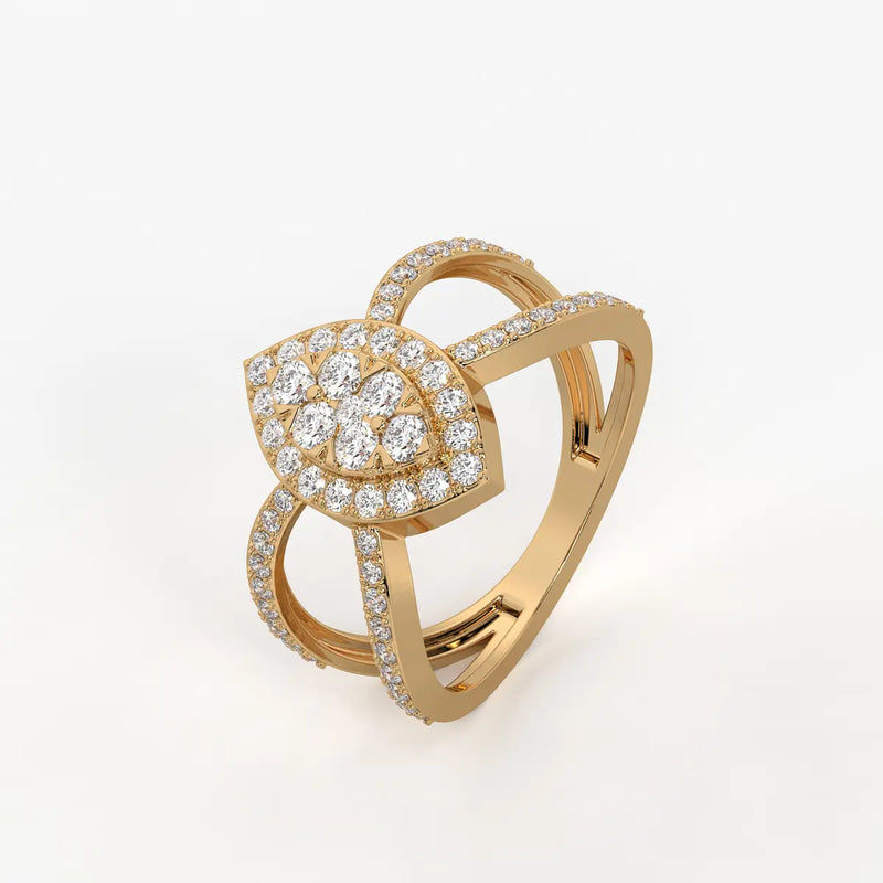 Aura Marquise Cluster Split Shank Diamond Ring