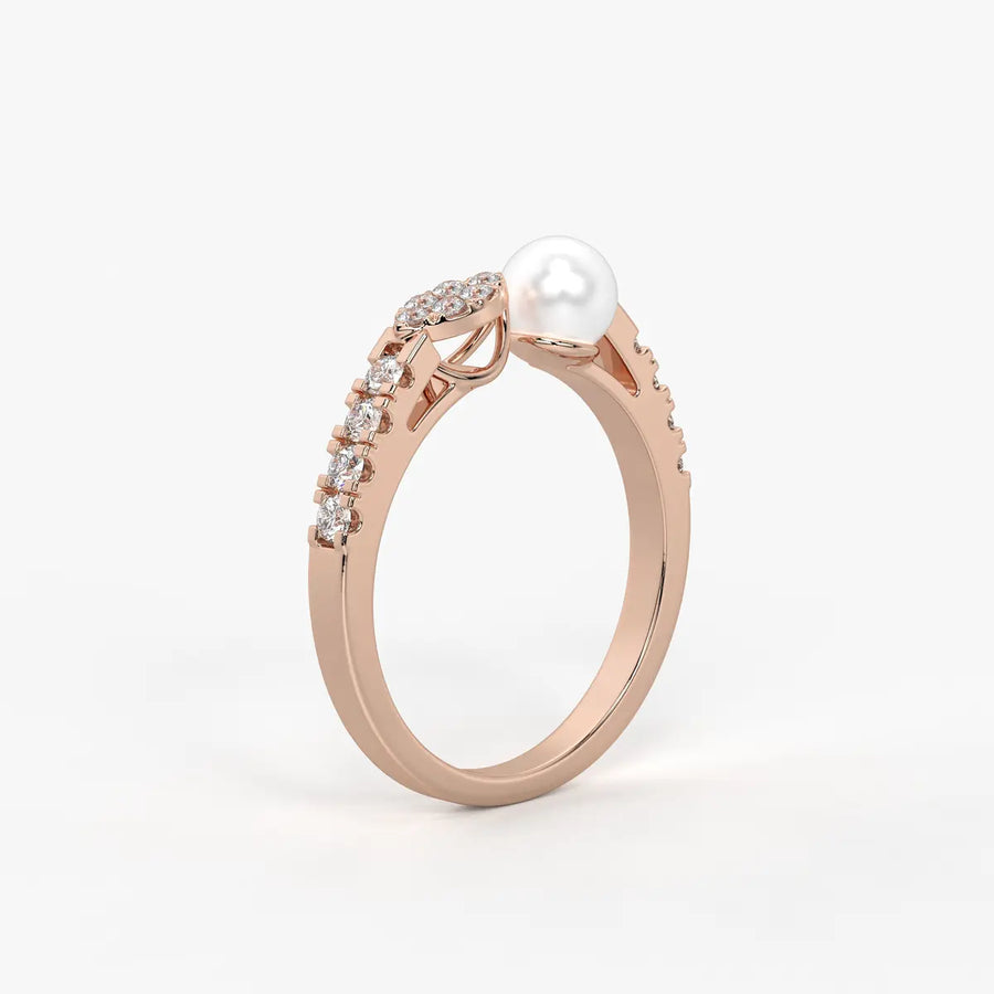 Luna Petal Pearl Open Wrap Ring