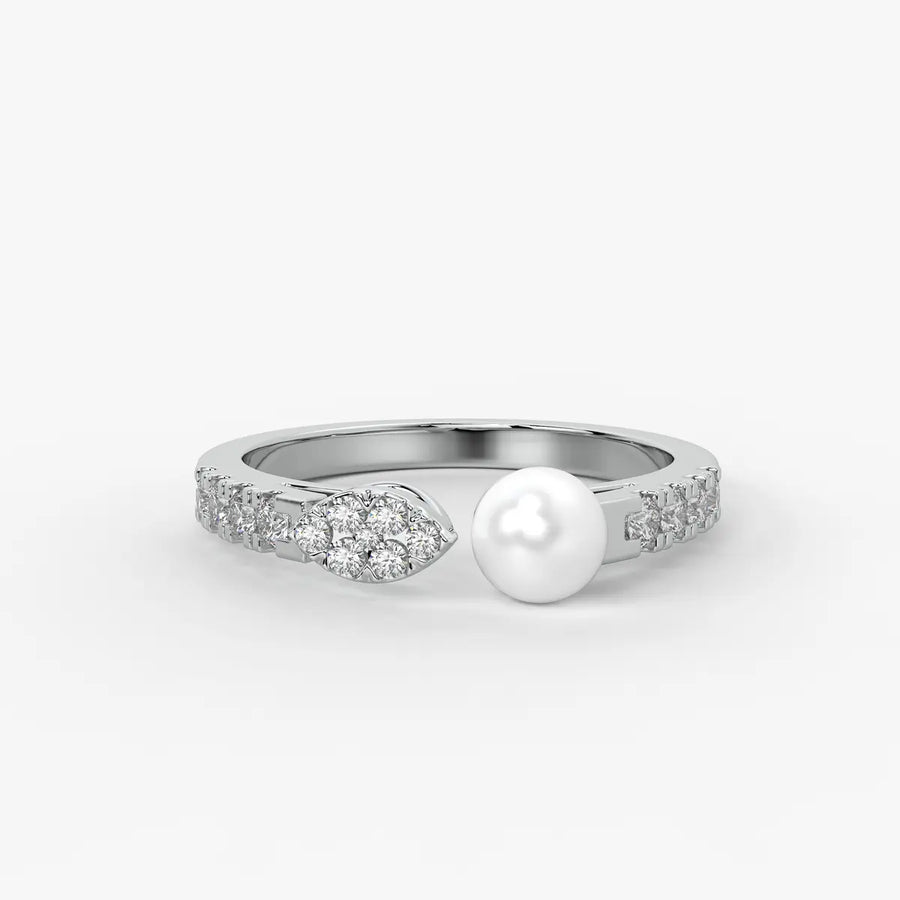 Luna Petal Pearl Open Wrap Ring