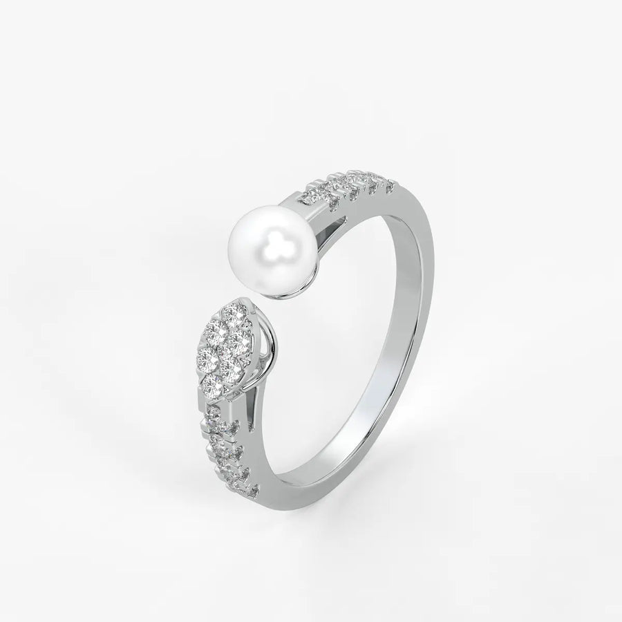 Luna Petal Pearl Open Wrap Ring