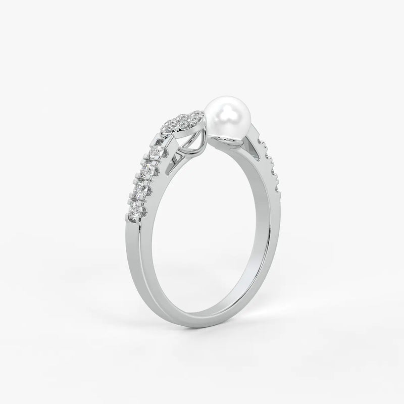 Luna Petal Pearl Open Wrap Ring