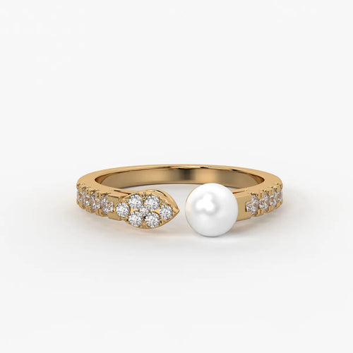 Luna Petal Pearl Open Wrap Ring