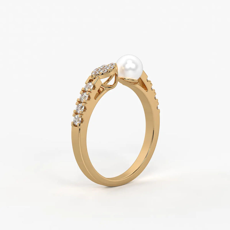 Luna Petal Pearl Open Wrap Ring