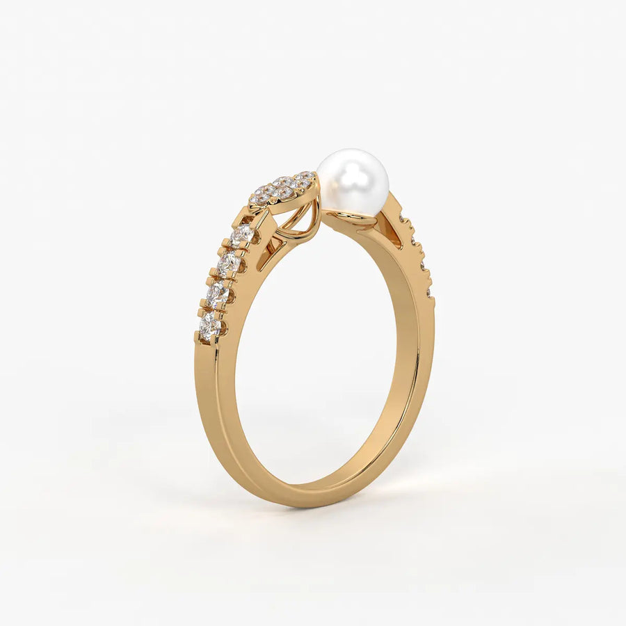 Luna Petal Pearl Open Wrap Ring