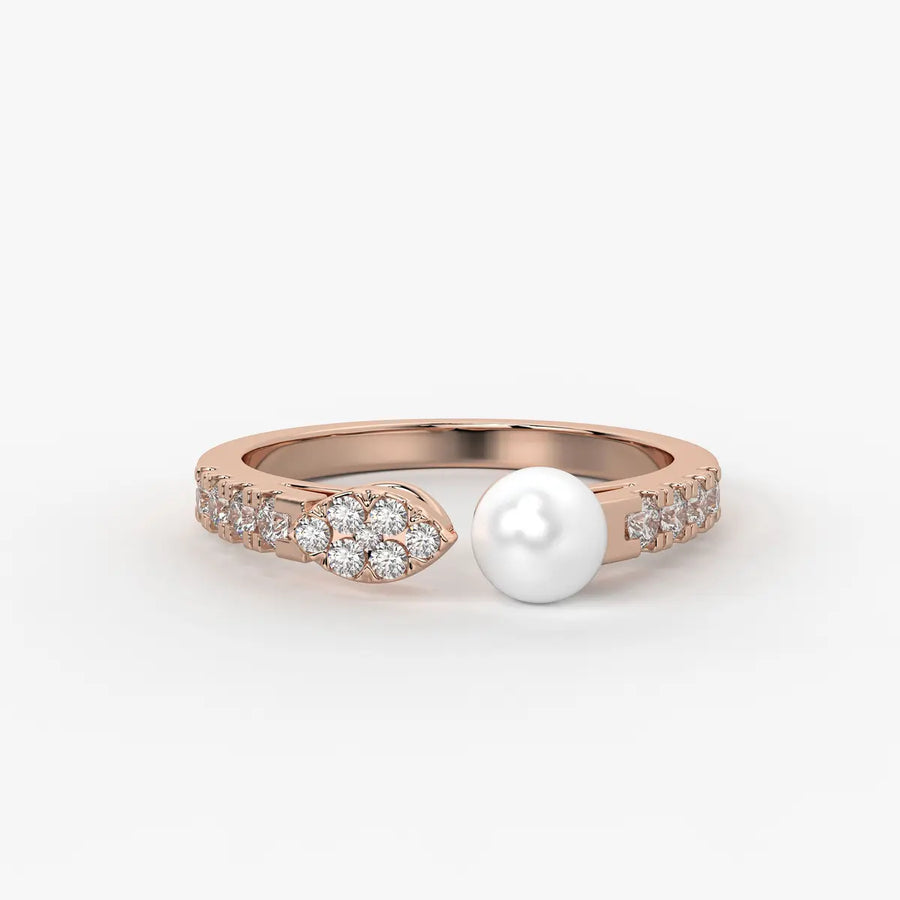 Luna Petal Pearl Open Wrap Ring