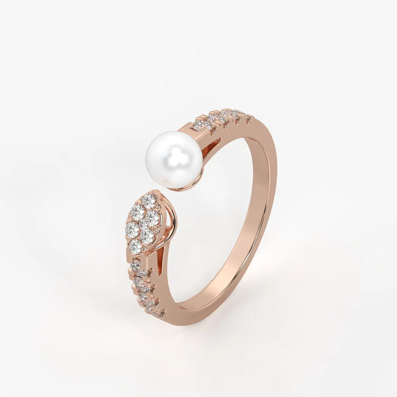 Luna Petal Pearl Open Wrap Ring