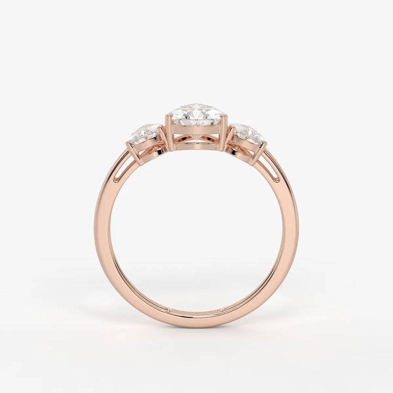 Divine Pear Cut Three-Stone Diamond Ring