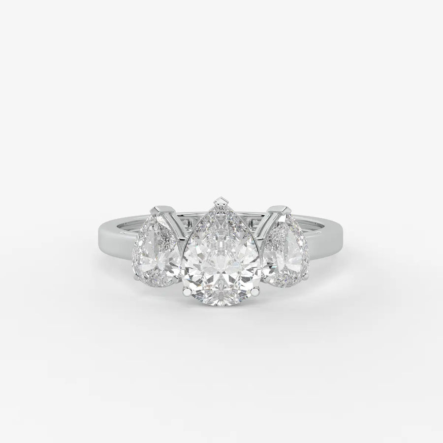 Divine Pear Cut Three-Stone Diamond Ring