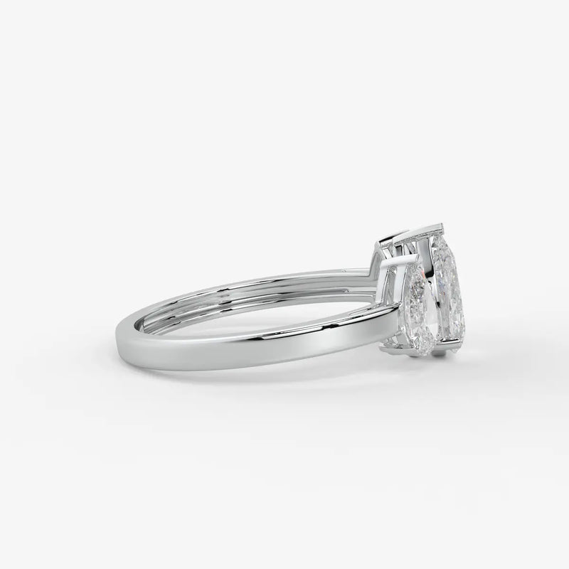 Divine Pear Cut Three-Stone Diamond Ring