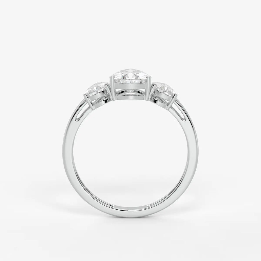 Divine Pear Cut Three-Stone Diamond Ring
