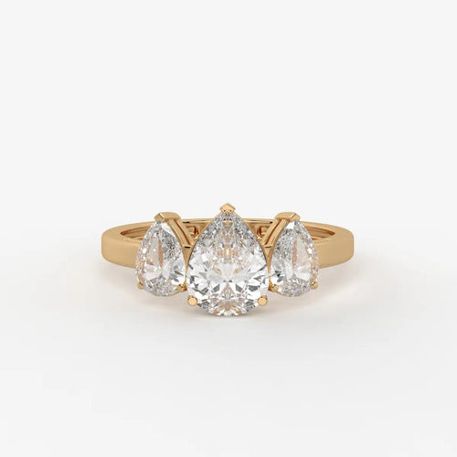 Divine Pear Cut Three-Stone Diamond Ring