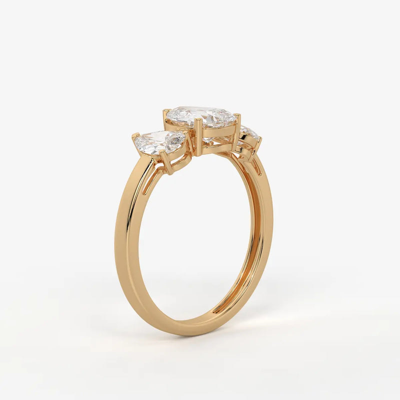Divine Pear Cut Three-Stone Diamond Ring
